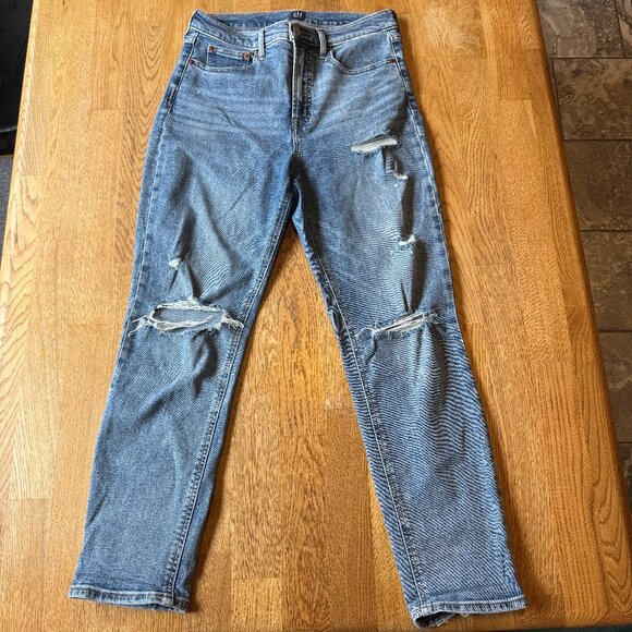 GAP Denim Distressed Cigarette Jeans Size 6/28 Regular - Picture 2 of 14